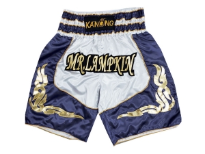 Personalized Boxing Shorts : KNBXCUST-2043-White-Navy